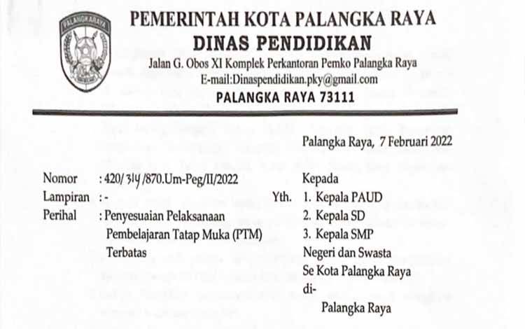Disdik Palangka Raya Instruksikan 5 Kelurahan Zona Merah Covid-19 Terapkan Belajar Online