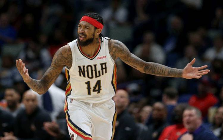 Forward New Orleans Pelicans Brandon Ingram (14) tampil sebagai bintang saat klubnya menghadapi Utah Jazz di Smoothie King Center, New Orleans, Louisiana, Jumat (4/3/2022). ANTARA/REUTERS/Chuck Cook-USA TODAY Sports.