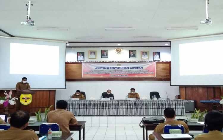 Asistensi Penyusunan Laporan Penyelenggaraan Pemerintah Daerah (LPPD) Kabupaten Gunung Mas berbasis Sistem Informasi Laporan Penyelenggaraan Pemerintahan Daerah (SILPPD), Senin 14 Maret 2022
