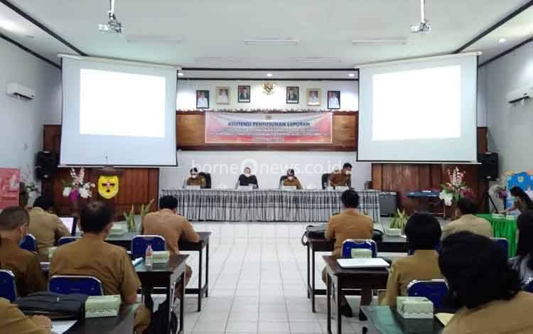 Kegiatan Asistensi Penyusunan Laporan Penyelenggaraan Pemerintah Daerah (LPPD) Kabupaten Gunung Mas pada Senin 14 Maret 2022.