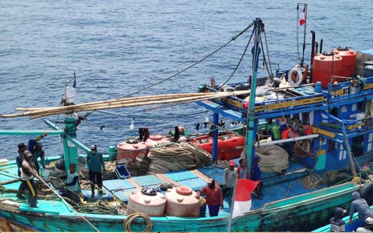 Salah satu kapal ikan yang ditangkap petugas. ANTARA/HO-KKP