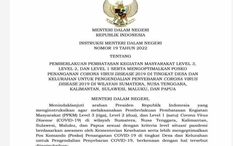Berlaku Hingga 11 April, Ini Deretan Wilayah PPKM Level 3 dan 2 di Kalteng