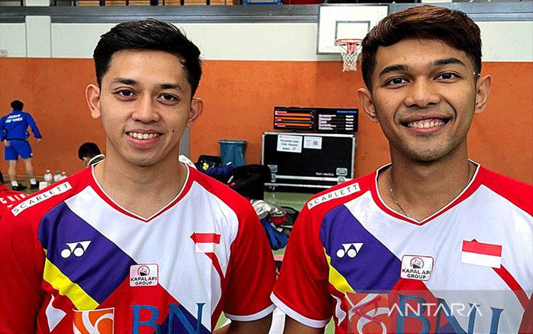 Pasangan ganda putra Indonesia Fajar Alfian/Muhammad Rian Ardianto di babak pertama German Open 2022. ANTARA/HO-PP PBSI/am.