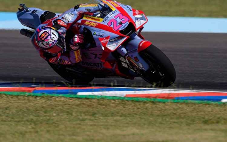 Pebalap Gresini MotoGP Enea Bastianini saat menjalani kualifikasi Grand Prix (GP) Argentina, Sabtu (2/4/2022) waktu setempat