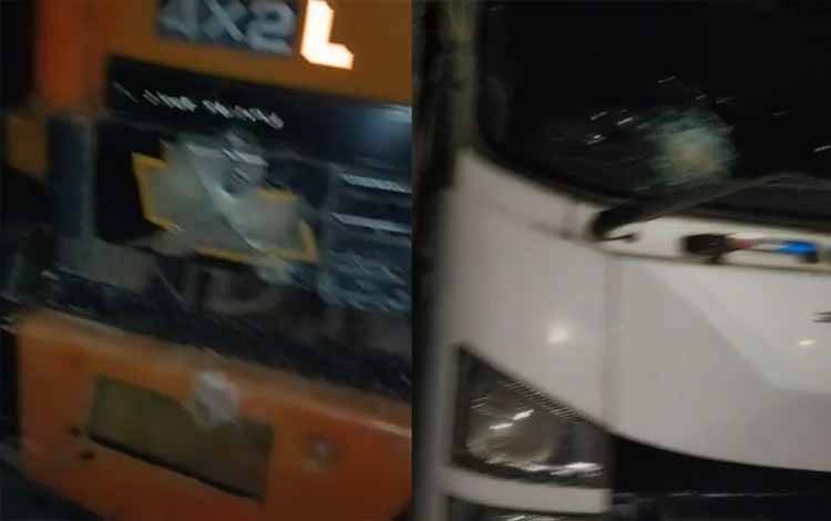Belasan Truk Jadi Korban Teror Lempar di Sampit