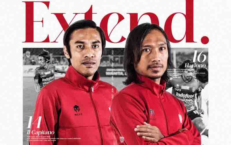 Dua pemain senior Bali United, Fadil Sausu dan Hariono. (foto : HO/Baliutd.com)