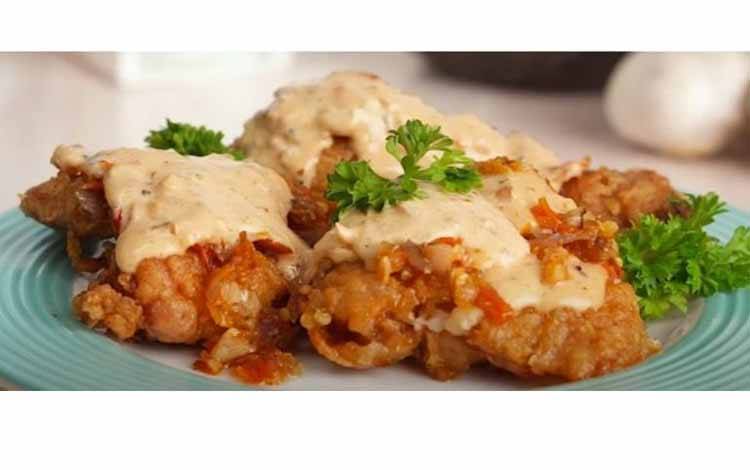 Ayam geprek krim bawang putih