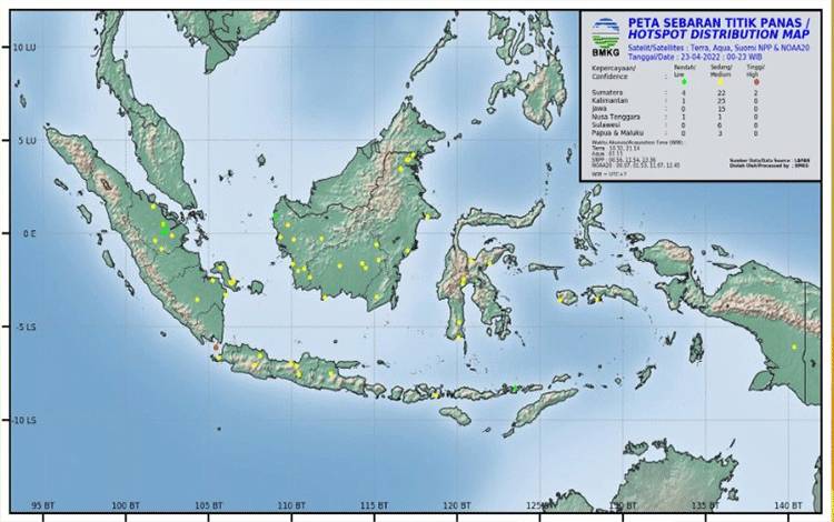 Titik Panas Terdeteksi di Kotim dan Seruyan