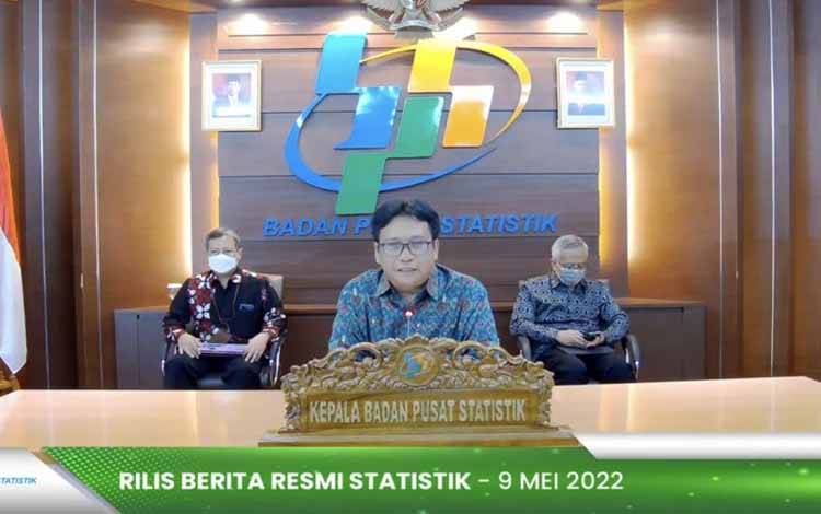 Kepala Badan Pusat Statistik (BPS) Margo Yuwono dalam konferensi pers, Senin (9/5/2022)