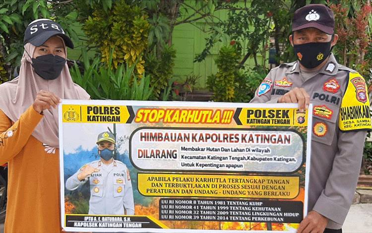 Personel Polsek Katingan Tengah Sosialisasikan Pencegahan Karhutla