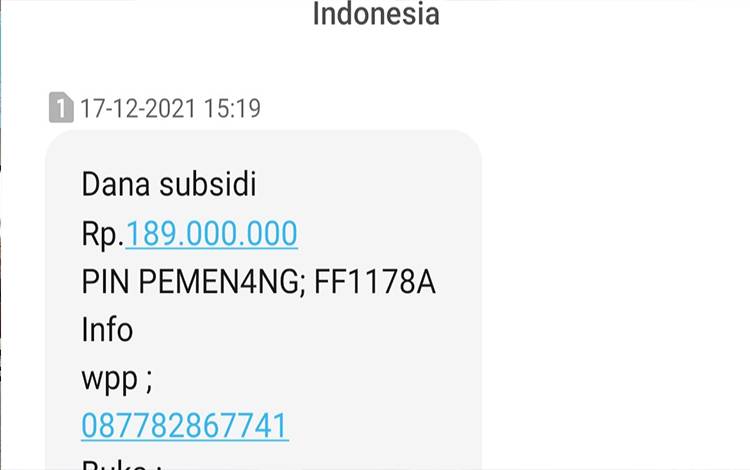 Contoh SMS Penipuan.