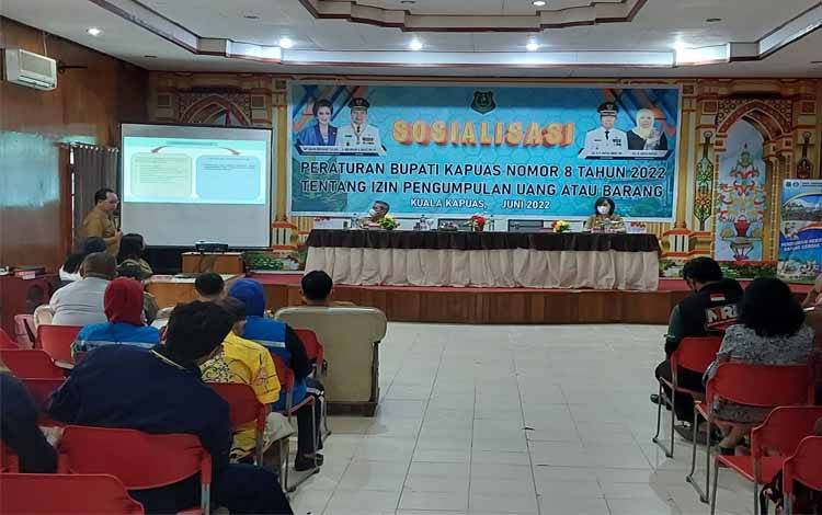 Pemkab Kapuas Sosialisasikan Perbup Tentang Izin Pengumpulan Uang dan Barang