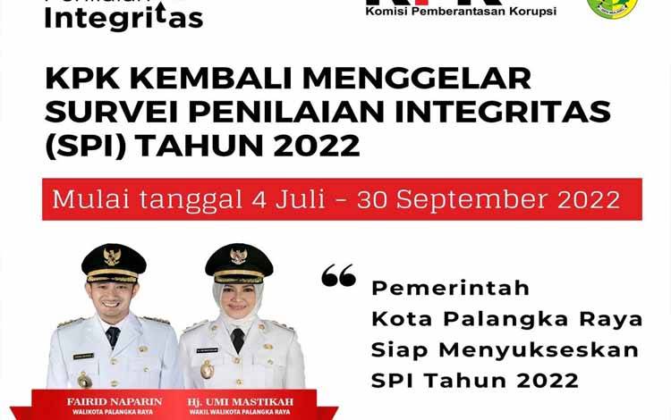 Dukungan Wali Kota Palangka Raya dan Wakilnya terhadap SPI 2022. (Grafis Inspektorat Palangka Raya).