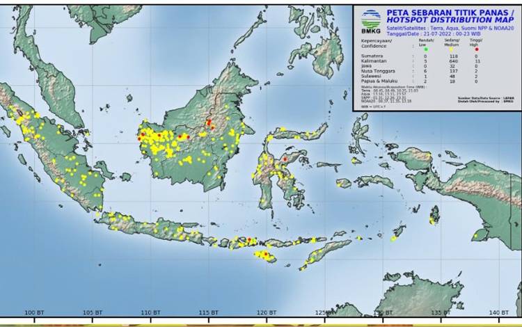BMKG: Titik Panas Bermunculan di Kotim, Seruyan dan Katingan
