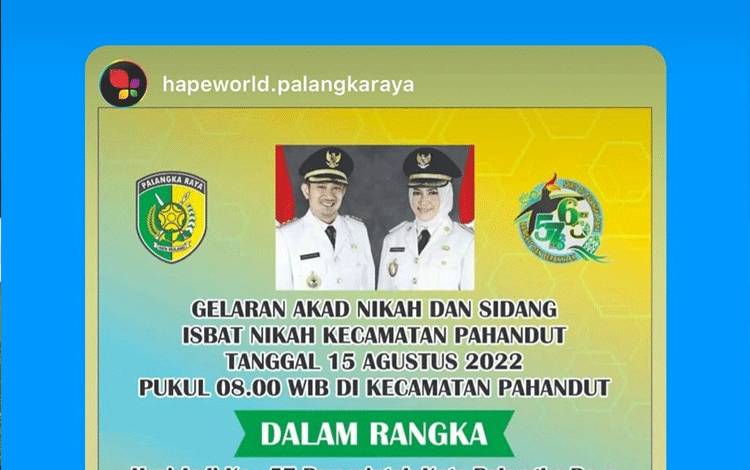Wali Kota Apresiasi Kecamatan Pahandut Buka Pendaftaran Nikah Gratis