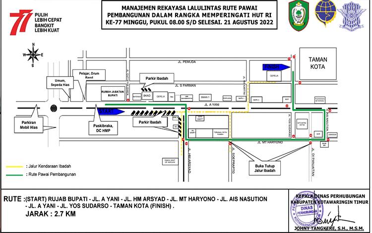 Ini Jalur Ibadah Gereja saat Pawai Pembangunan di Sampit