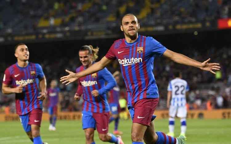 Pemain Barcelona Martin Braithwaite. (AFP/JOSEP LAGO)