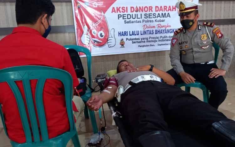 Sambut Hari Jadi Lalu Lintas Bhayangkara, Satlantas Polres Kobar Gelar Donor Darah