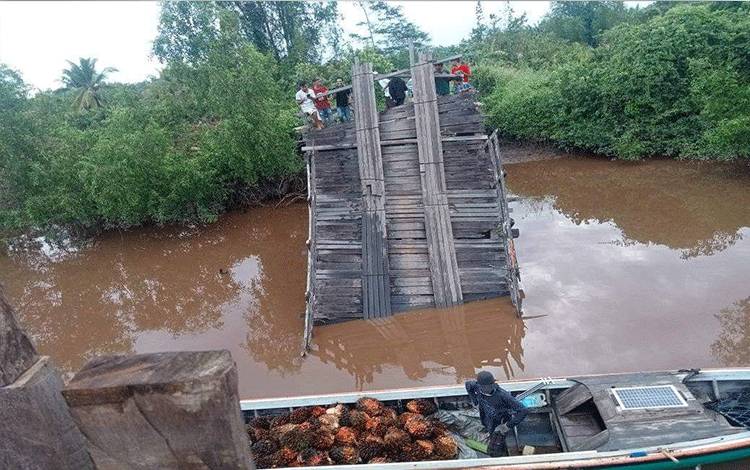 DPUPR Pulang Pisau Turunkan Tim Perbaiki Jembatan Sei Jaruju yang Ambruk
