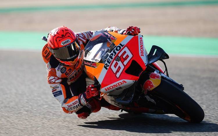 Pebalap tim Repsol Honda Marc Marquez di Sirkuit MotorLand Aragon, Spanyol. (HO via Honda Racing Corporation)