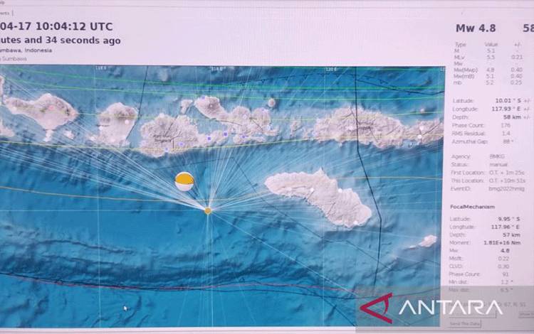 Gempa Bumi Magnitudo 5,3 Guncang Bima NTB