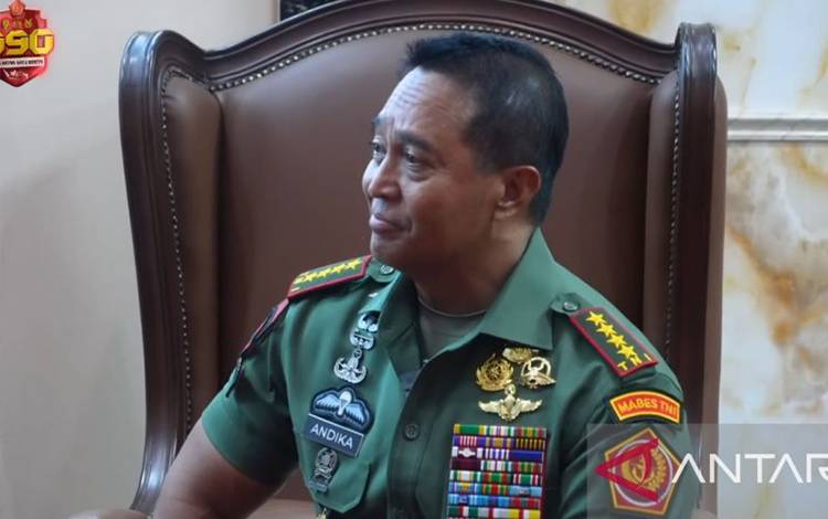 Tangkapan layar Panglima TNI Jenderal TNI Andika Perkasa. (ANTARA/Muhammad Zulfikar).