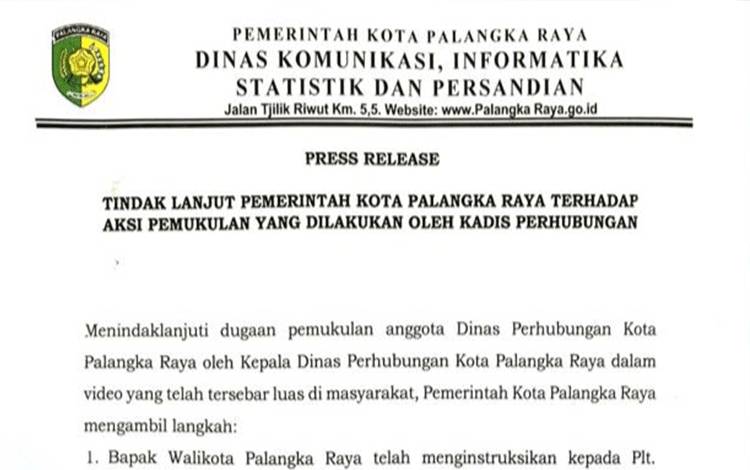 Buntut Pukul Pegawai, Kadishub Palangka Raya Akan Diperiksa Inspektorat