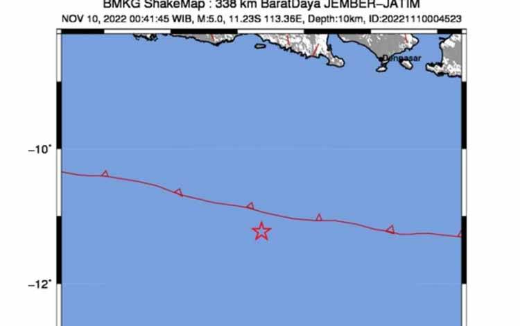 Gempa Dangkal Magnitudo 5 Guncang Jember