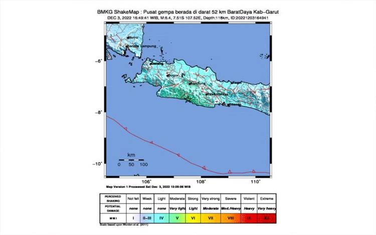BMKG: Gempa Berkekuatan 6,4 M Guncang Jabar Berpusat di Garut