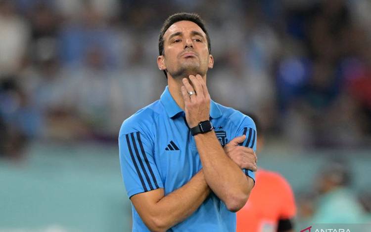 Arsip - Pelatih timnas Argentina Lionel Scaloni saat memimpin timnya dalam pertandingan Grup C Piala Dunia 2022 lawan Polandia di Stadium 974, Doha pada 01 November 2022. ANTARA/AFP/JUAN MABROMATA