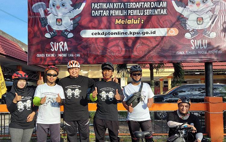 Gowes MES Ikut Serta Sepedaan Sambil Senam KPU Kalteng