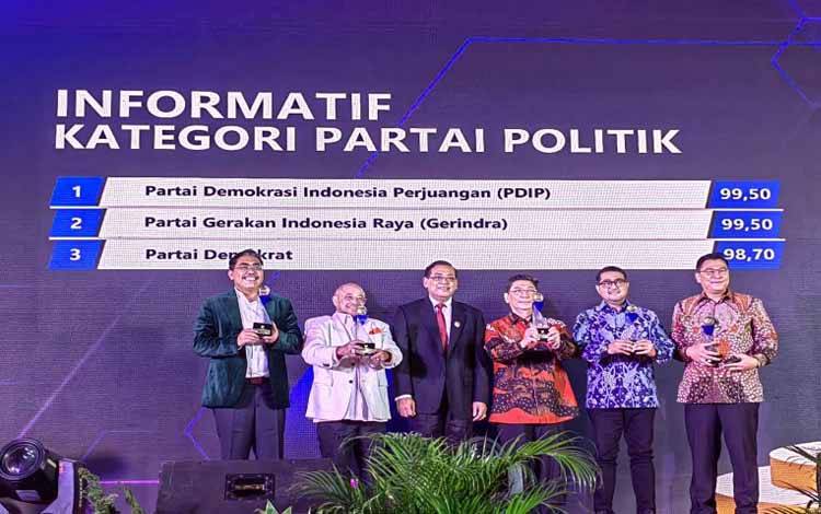 Partai politik peraih kualifikasi informatif dalam Anugerah Keterbukaan Informasi Publik 2022 oleh Komisi Informasi Pusat, Tangerang, Banten, Rabu (14-12-2022). ANTARA/Melalusa Susthira K