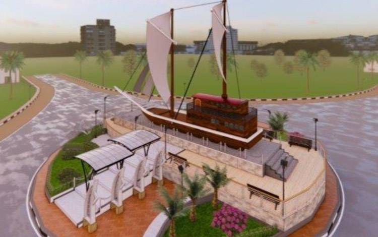 Masterplan Bundaran Kapal Phinisi yang bakal dibangun di Kecamatan Kumai, Kabupaten Kobar