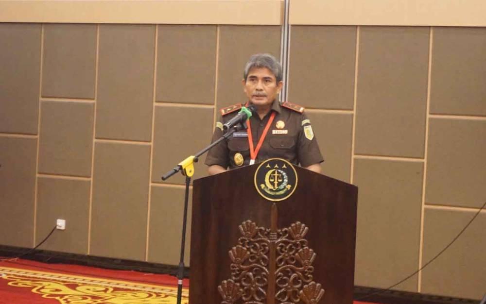 Kajati Kalteng Pathor Rahman saat menutup rapat kerja daerah di Best Western Batang Garing, Palangka Raya, Rabu, 21 Desember (foto : APRIANDO)