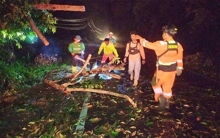 Relawan Samuja dan Alwaja Respon Cepat Mobil Jenazah Terhalang Pohon Tumbang