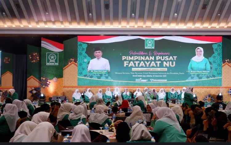 Suasana pelantikan dan peresmian kepengurusan PP Fatayat NU 2022-2027. (ANTARA/HO-PP Fatayat NU)