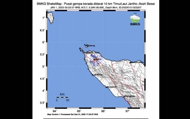 Gempa Bumi Darat Guncang Wilayah Jantho Aceh Besar