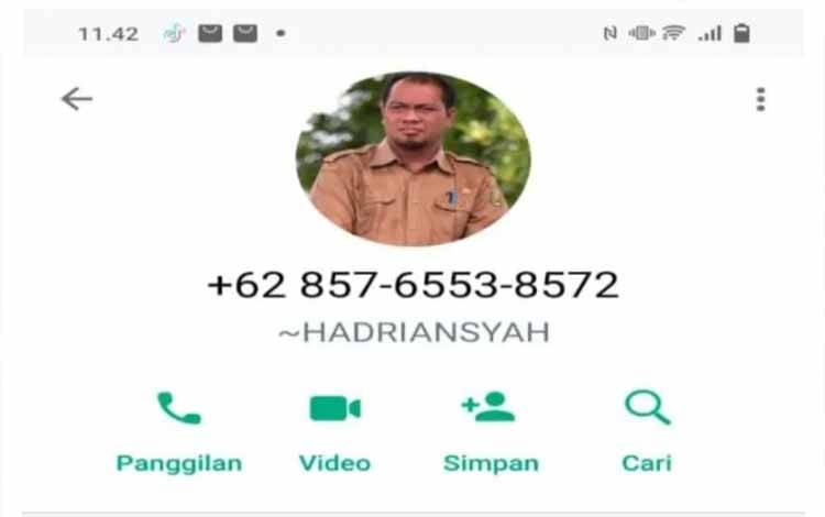 Beredar Akun WhatsApp Palsu Pejabat Pemko Palangka Raya, Waspada Penipuan