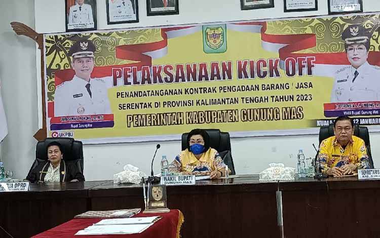 Begini Pesan DPRD Gunung Mas pada Kick Off Penandatanganan Kontrak Pengadaan Barang/Jasa