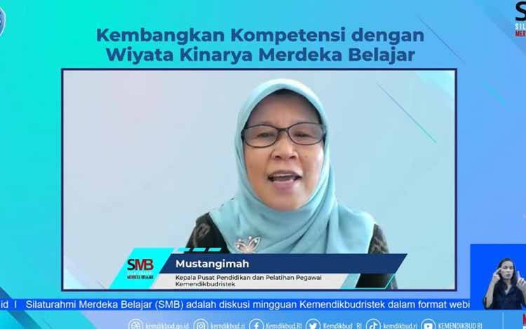 Kepala Pusat Pendidikan dan Pelatihan (Pusdiklat) Pegawai Kemendikbudristek sekaligus Chief of Learning WKMB Mustangimah dalam Silaturahmi Merdeka Belajar di Jakarta, Kamis (20/1/2023). (ANTARA/HO-Kemendikbudristek)