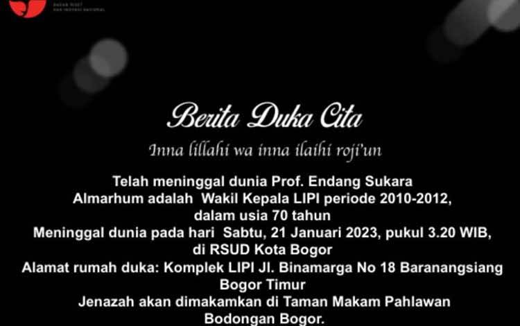Peneliti Mikrobiologi Profesor Endang Sukara Wafat