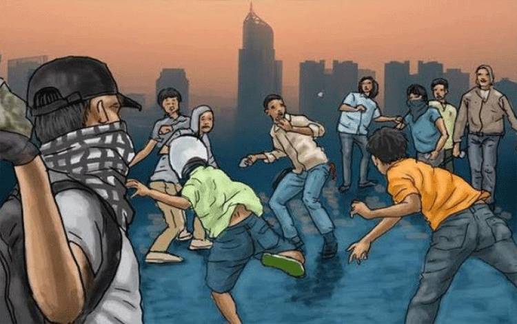 Ilustrasi - Aksi tawuran antar pemuda. ANTARA/HO