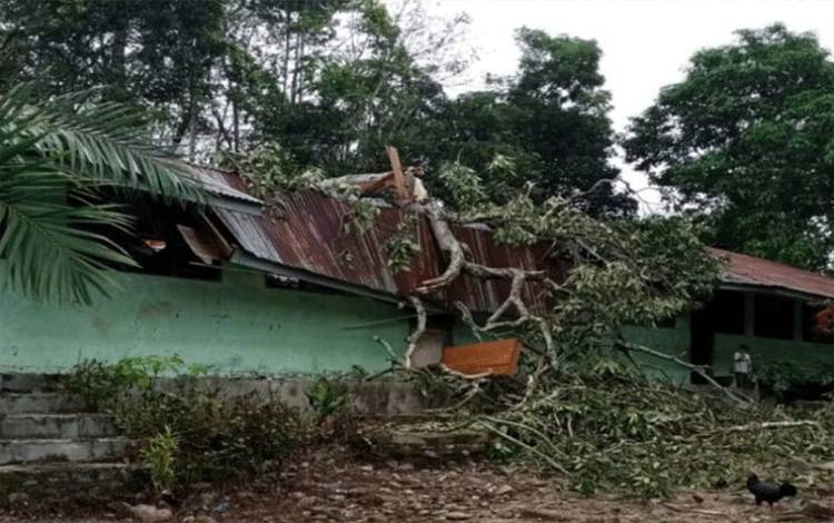Atap Sebuah Bangunan SD Ambruk Tertimpa Pohon