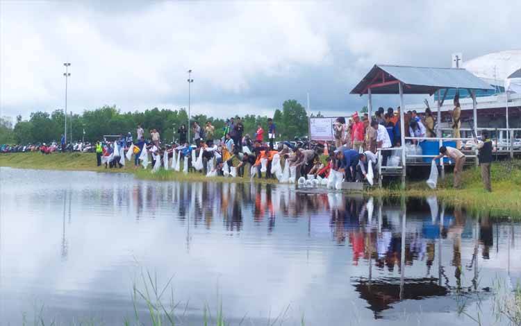 Danau Bandara Tjilik Riwut Diisi 52 Ribu Bibit Ikan Papuyu