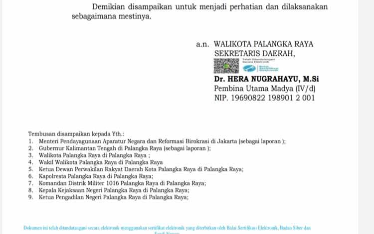 Sekda Palangka Raya Terbitkan Aturan Jam Kerja Instansi Selama Ramadan 1444 H