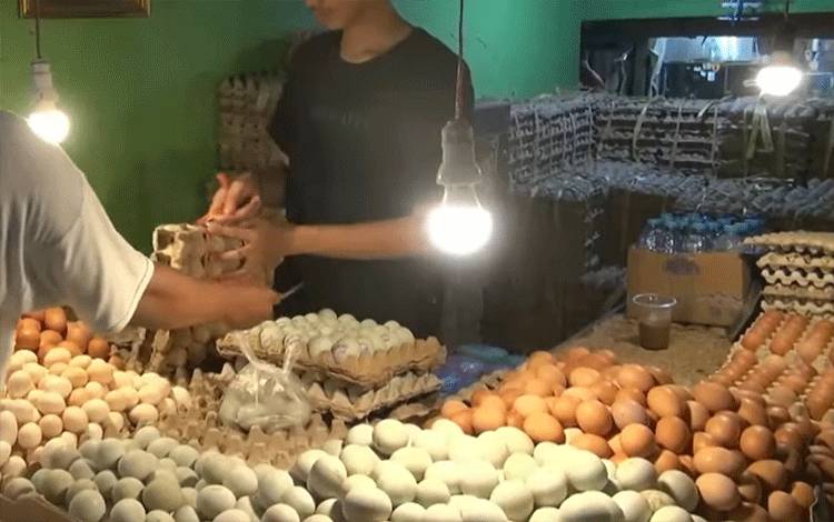 Penjualan telur di pasar, praktisi hukum mengingatkan pelaku usaha yang melanggar larangan menyimpan barang kebutuhan pokok atau barang penting dalam jumlah dan waktu tertentu dapat diancam pidana. (FOTO: IST)