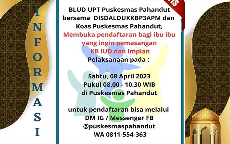 Puskesmas Pahandut Buka Layanan KB IUD Gratis