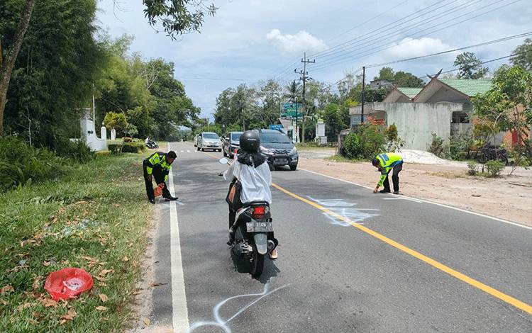 Polresta Palangka Raya Olah TKP Kecelakaan di Jalan Tjilik Riwut Kilometer 36
