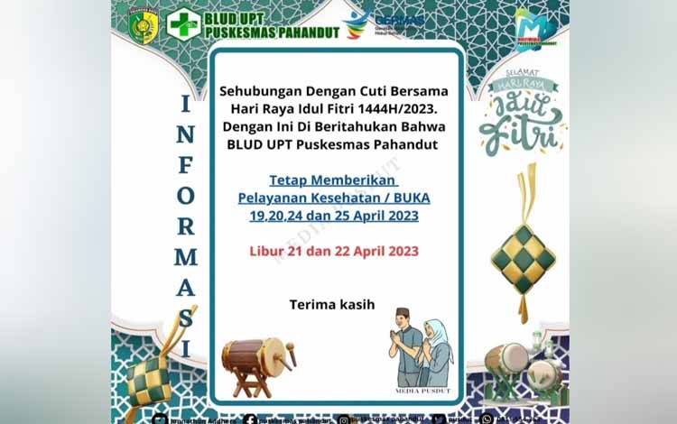Selama Cuti Bersama, BLUD Puskesmas Pahandut Tetap Buka Layanan Kesehatan