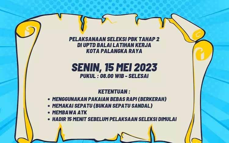 Besok, BLK Palangka Raya Adakan Seleksi Tertulis